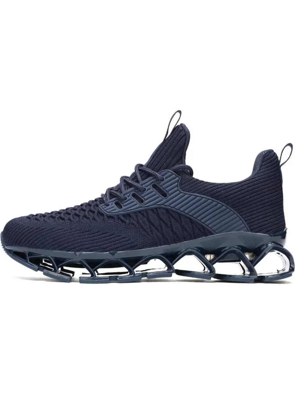 Men's Dark Blue Comfort Non Slip Blade Athletic Trainer Slip on Sneaker Shoes
